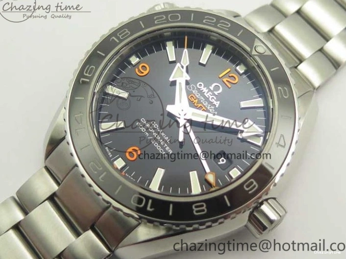 0306 Planet Ocean 600M Co-Axial GMT 43.5mm VSF 1:1 Best Edition Black Dial Orange Markers on SS Bracelet A8605 Super Clone Elegant 8024